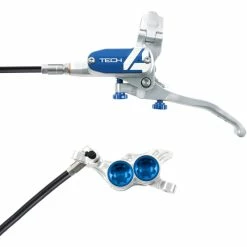 Hope Tech 4 E4 Brake - No Rotor -Promos Pièces de freins Magasin Hope Tech 4 E4 Brake No Rotor Disc Brake Callipers SIlver Blue T4E4ZSBL