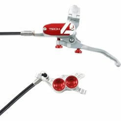 Hope Tech 4 E4 Brake - No Rotor -Promos Pièces de freins Magasin Hope Tech 4 E4 Brake No Rotor Disc Brake Callipers Silver Red T4E4ZSRL