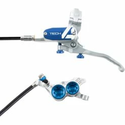 Frein Hope Tech 4 E4 (sans Disque) 37 Frein Hope Tech 4 E4 (sans Disque) -Promos Pièces de freins Magasin Hope Tech 4 V4 Brake No Rotor Disc Brake Callipers Silver Blue T4V4ZSBL