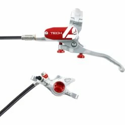 Frein Hope Tech 4 X2 (sans Disque) 37 Frein Hope Tech 4 X2 (sans Disque) -Promos Pièces de freins Magasin Hope Tech 4 X2 Brake No Rotor Disc Brake Callipers Silver Red T4X2ZSRL